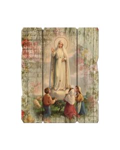 11 1/4" x 14" Our Lady of Fatima Large Vintage Wooden Plaque