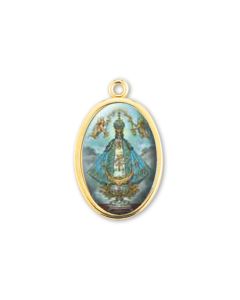 1" Our Lady of San Juan Gold Finish Picture Medal