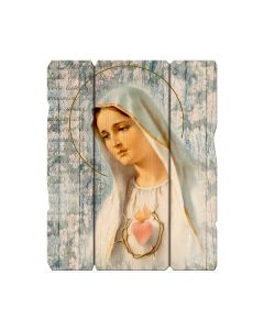 11 1/4" x 14" Immaculate Heart of Mary Large Vintage Wooden Plaque