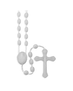 White Plastic Bead Rosary-P65