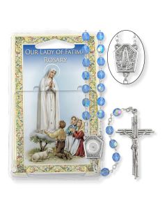 Sapphire Bead Our Lady of Fatima Water Specialty Rosary Boxed