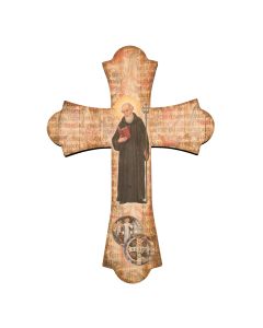 Saint Benedict 12" Laser Cut Wood Vintage Cross