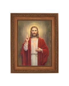 8 1/4" x 10 1/4" Ornate Wood Frame with a 6" x 8" Chambers: S.H. of Jesus Print