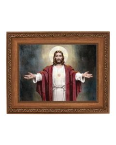 8 1/4" x 10 1/4" Ornate Wood Frame with a 6" x 8" Chambers: Welcoming Jesus Print