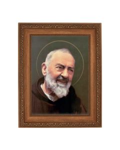 8 1/4" x 10 1/4" Ornate Wood Frame with a 6" x 8" Saint Pio Print