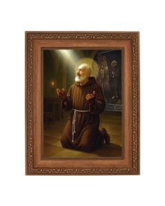 8 1/4" x 10 1/4" Ornate Wood Frame with a 6" x 8" Saint Pio at Prayer Print