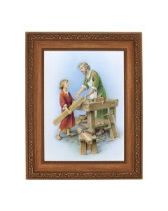 8 1/4" x 10 1/4" Ornate Wood Frame with a 6" x 8" Saint Joseph the Worker Print