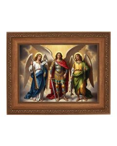 8 1/4" x 10 1/4" Ornate Wood Frame with a 6" x 8" The Three Archangels Print