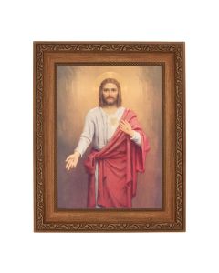 8 1/4" x 10 1/4" Ornate Wood Frame with a 6" x 8" Chambers: Sacred Heart of Jesus Print