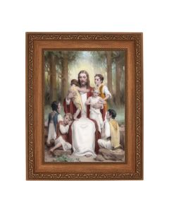 8 1/4" x 10 1/4" Ornate Wood Frame with a 6" x 8" Chambers: Jesus with Children Print