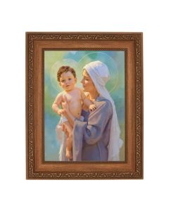 8 1/4" x 10 1/4" Ornate Wood Frame with a 6" x 8" After Chambers: Mary and Jesus Print