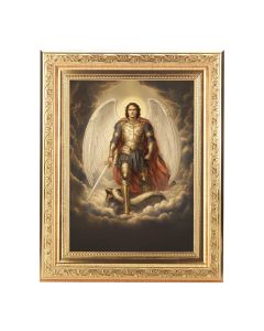 8 1/4" x 10 1/4" Gold Ornate Frame with a 6" x 8" Archangel St. Michael in Armor Print