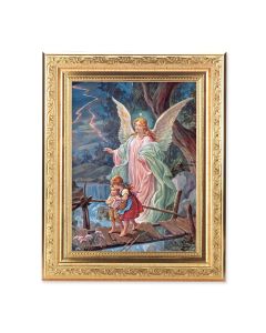 8 1/4" x 10 1/4" Gold Ornate Frame with a 6" x 8" Guardian Angel Print