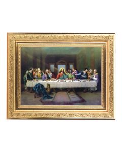 8 1/4" x 10 1/4" Gold Ornate Frame with a 6" x 8" Zabateri: The Last Supper Print