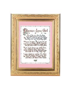 8 1/4" x 10 1/4" Gold Ornate Frame with a 6" x 8" Prayer for Little Girl Print