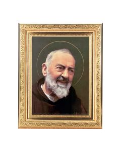 8 1/4" x 10 1/4" Gold Ornate Frame with a 6" x 8" Saint Pio Print