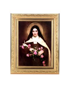 8 1/4" x 10 1/4" Gold Ornate Frame with a 6" x 8" Chambers: St. Therese Print