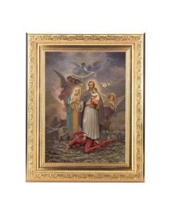 8 1/4" x 10 1/4" Gold Ornate Frame with a 6" x 8" Saint Joseph Terror of Demons Print
