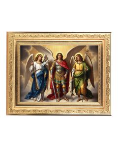 8 1/4" x 10 1/4" Gold Ornate Frame with a 6" x 8" The Three Archangels Print