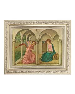 8 1/4" x 10 1/4" Silver Ornate Frame with a 6" x 8" The Annunciation Print