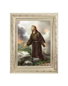 8 1/4" x 10 1/4" Silver Ornate Frame with a 6" x 8" Saint Francis of Assisi Print