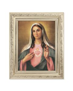 8.25" x 10.25" Silver Ornate Frame with a 6" x 8" La Fuente: Immaculate Heart of Mary Print