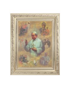 8 1/4" x 10 1/4" Silver Ornate Frame with a 6" x 8" Saint John Paul II Print