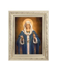 8 1/4" x 10 1/4" Silver Ornate Frame with a 6" x 8" Chambers: Madonna of the Rosary Print