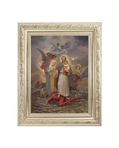 8 1/4" x 10 1/4" Silver Ornate Frame with a 6" x 8" Saint Joseph Terror of Demons Print