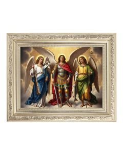 8 1/4" x 10 1/4" Silver Ornate Frame with a 6" x 8" The Three Archangels Print