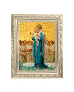 8 1/4" x 10 1/4" Silver Ornate Frame with a 6" x 8" Vidal: Madonna and Child Print