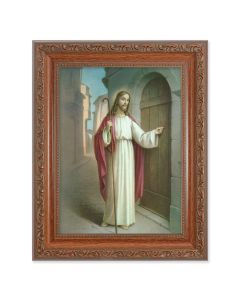 8.25" x 10.25" Ornate Wood Frame with a 6" x 8" Christ Knocking Print