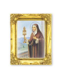 3" x 2" Antique Gold Frame with Saint Clare Print-P65