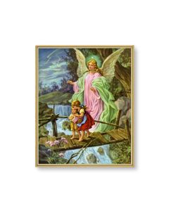11" x 14" Gold Plaque Frame with a Guardian Angel Print