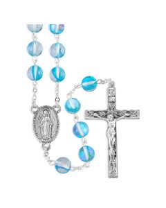 8mm Round Aqua Cat's Eye Bead Rosary