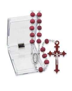 Rose Perfume Wood Bead Our Lady of Guadalupe Rosary, Boxed