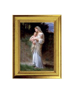 6 3/4" X 8 3/4" Gold Leaf Finish Frame with 5" X 7" Divine Innocence  Textured Art
