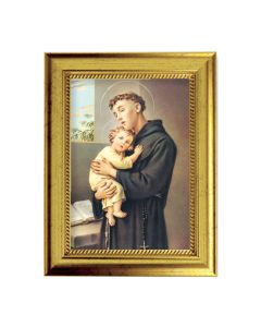 6 3/4" X 8 3/4" Gold Leaf Finish Frame with 5" X 7" Saint Anthony Textured Art