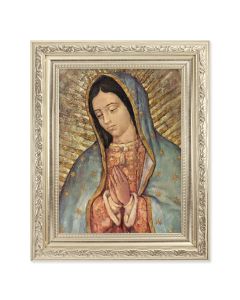 8.25" x 10.25" Silver Ornate Frame with a 6" x 8" Our Lady of Guadalupe Print