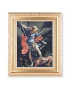 10 1/4" x 12 1/4" Satin Gold Frame with an 8" x 10" Saint Michael Print