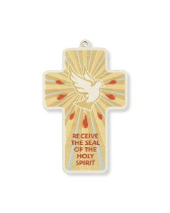 Holy Spirit Laser Cut Wood Cross with Confirmation Certificate