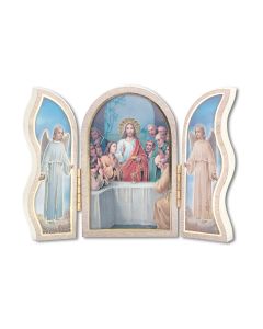Communion Standing Natural Wood Triptych
