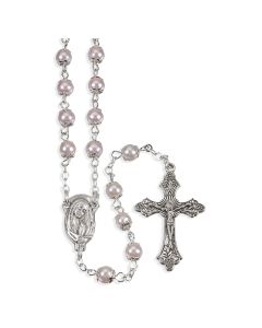 5mm Pink Imitation Pearl Glass Bead Rosary