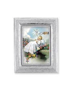 3 3/4" x 4 1/2" Silver Frame with a Baptism Print-P65