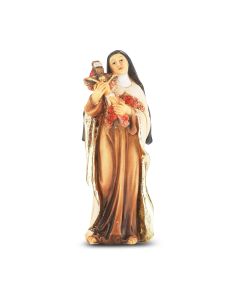 4" Cold Cast Resin Hand Painted Statue of Saint Therese in a Deluxe Window Box-P65