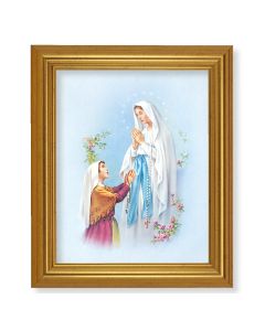 10" x 12" Gold Leaf Finish Beveled Frame with 8" x 10" Our Lady of Lourdes Textured Art