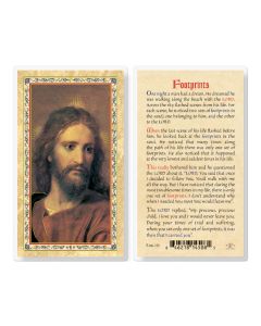 Footprints - Head of Christ Laminated Holy Card. Inc. of 25