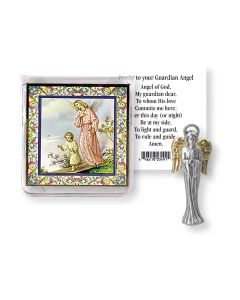 Guardian Angel Pocket Statue with Holy Card in a Clear Pouch-P65