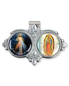 Divine Mercy and Our Lady of Guadalupe Resin Visor Clip (Sold in Inc. of 3)