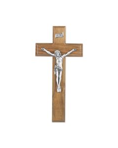 9" Walnut Cross with Fine Pewter Corpus